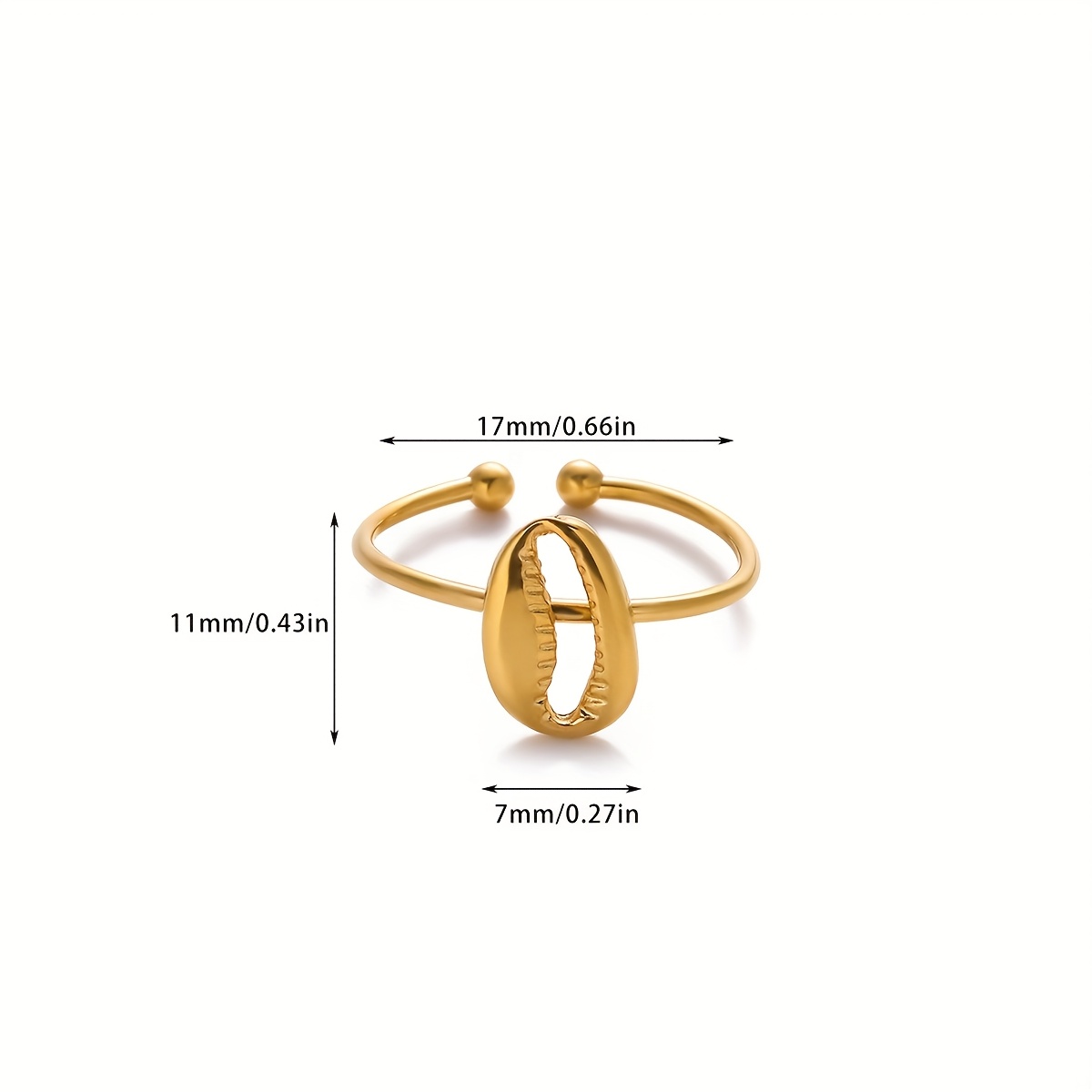 Fashionable Tooth Shell Open Stainless Steel Ring